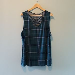 Ricki's Deep Green Plaid Tank